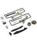 High Performance Timing Chain Kit For Mercedes Benz W212 E500 S500 CL500 SL500 With 4.7L V8 M278 Engine Made From Heavy Duty Alloy For Long Lasting Durability And Reliable Power, timing chain kit parts laid out