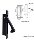 Matte Black Edge Pull Pocket Door Handles In Stainless Steel 304 With Flush Mount Design showing dimensions and weight
