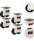 Four Pack Heavy Duty Swivel Leveling Casters Built Like A Tank For Easy Load Handling With Slick Adjustment And Smooth As Glass Rolling On Shop Tables And Industrial Equipment