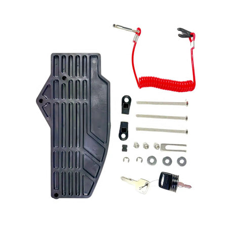 Components of Outboard Remote 703-48205-16 Side Mount 10 Pin Push To Open Replacement Control Box for marine boat installation.
