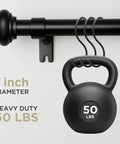 Heavy Duty Black Curtain Rod Adjustable From 32 To 88 Inches 1 Inch Diameter Decorative Drapery Rod With Resin Finials 50 lbs