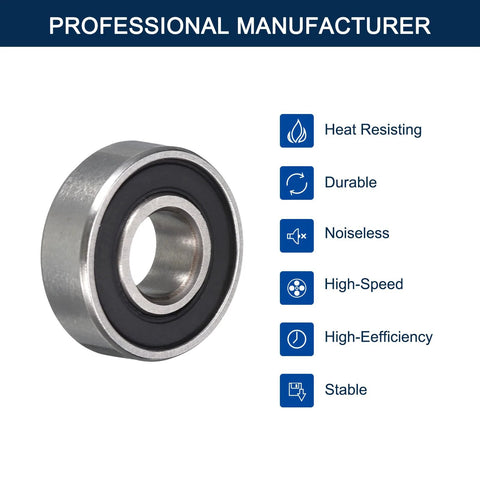 HiPicco 696-2RS deep groove ball bearing, 6x15x5 mm, chrome steel, double rubber seal front view