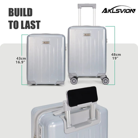 18 Inch Carry On Luggage With Movable Wheels TSA Approved Under The Seat Cabin Friendly Hard Shell Lightweight Bag In Pearl Silver