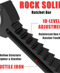 Black steel ratchet bar for car jack stands; multi-tooth design for secure height adjustment