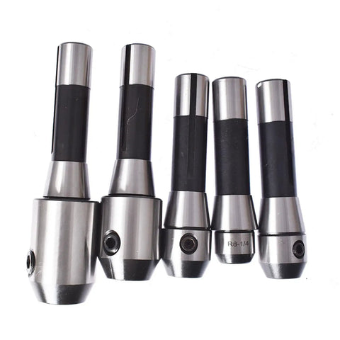 R8 End Mill Holder Set Five Pack One Quarter Inch To Three Quarter Inch Adapters For Bridgeport Type Milling Machines in steel
