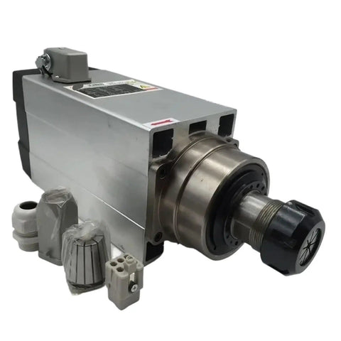Ready To Roll 7.5KW 10HP Square Spindle Motor Air Cooled With Four Precision Bearings, showing motor assembly and components.