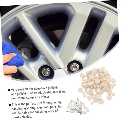 Pro Grade Wool Buffing Wheels Set With Mandrel Shaft And Wool Felt Polishing Pads Kit For Rotary Tools used on car rim