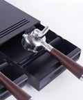 Espresso Knock Box Drawer For Coffee Grounds Storage And Dump Slide Out Bin with portafilter, black carbon steel