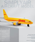 1/400 DHL757 Airplane Model Alloy Body With Plastic Base No Assembly Required Display Collectible on white backdrop