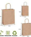 Kraft Paper Bags With Handles For Takeout And Shopping White 50 Pack 26x12x31 Cm Durable Versatile Bags For Food Clothes