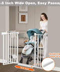 Extra Wide Baby Gate For 48 To 53 Inch Openings With Auto Close Convenience Indoor Child Safety Gate open with stroller passing through