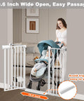 Extra Wide Baby Gate With Auto Close For Stairs And Doorways, Adjustable 53 To 57.5 Inch Wide, 30 Inch Tall Metal Gate with stroller