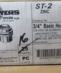 Tough As Nails 3/4 Inch Zinc Conduit Hub for Steel and Aluminum Pipe, reliable and moisture-resistant coupler packed in box.
