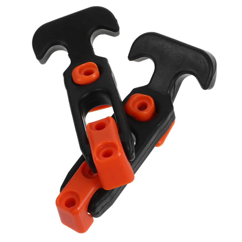 Heavy Duty Hood Latch Kit 10 Piece Replacement for Cars Rubber T Handle Latches black and orange closeup