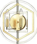 Geosphere 13 Inch High 2 Light Wall Sconce In Polished Nickel With Parisian Gold Leaf Finish Sleek Modern Fixture