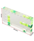 Precision Bubble Level Clear Multi Tool for Hanging Curtains and Wall Mount, Double for Spirit Level with Ruler Scale for DIY Projects, showing dimensions and level bubbles.