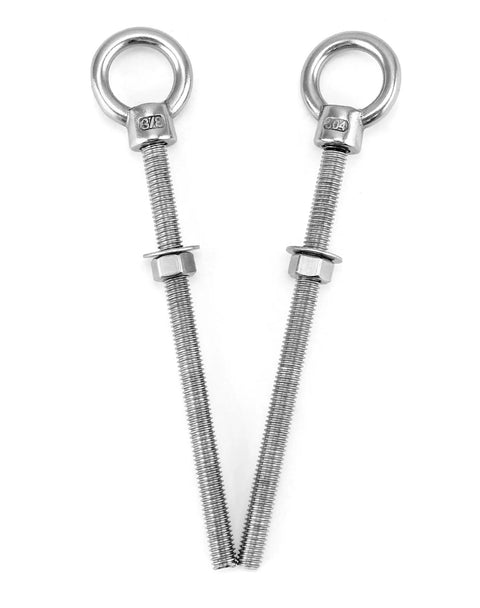 Tough As Nails Heavy Duty 304 Stainless Shoulder Eye Bolts Set, 3/8-16 Thread, 6 Inch Long, 20 Pcs With Nuts And Washers, Fixing Kit For Wood Metal And Outdoor Projects, stainless eye bolts with nuts
