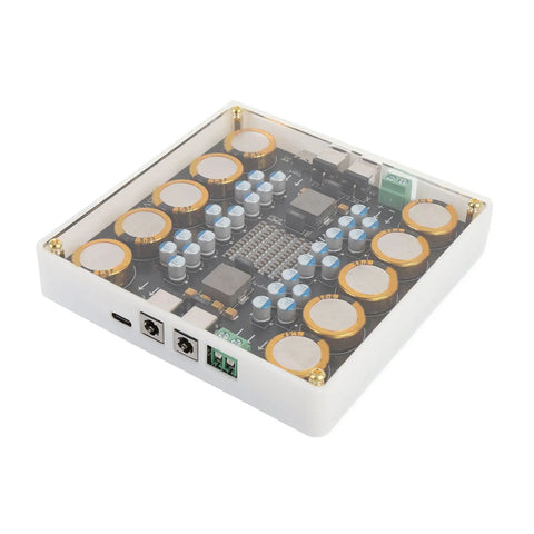 Heavy Duty Dc Power Conditioner 5V To 25V Offering 10 Amp Clean Juice Filter module in transparent casing with capacitors.