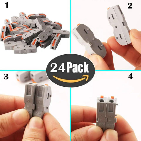 SPL-1 Compact Wire Connectors with Lever, 24-pack, nylon PA66 insulated for solid or stranded wire, multiple views