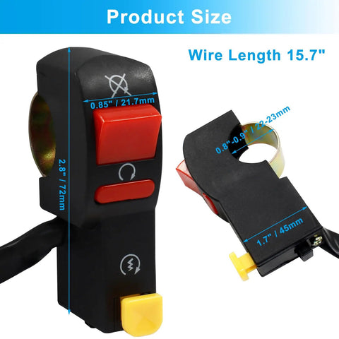 12V Universal Handlebar Start Kill Switch For Motorcycles, ATVs, Scooters And Dirt Bikes, 7/8 Inch Left Side Light Switch Assembly With Kill And Start Functions, Easy Install, Ride-Ready, Durable, Water-Resistant Handlebar Upgrade