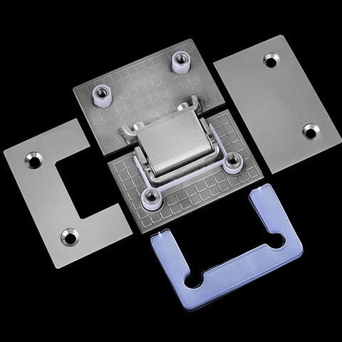 Heavy Duty Stainless Steel Bathroom Shower Frameless Glass Door Hinge Clamp Featuring 180 Degree Pivot And Killer Brushed Finish hardware pieces.