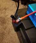 No Sweat M10 Remote Battery Terminals And 250 Amp Jump Post For Quick Terminal Relocation Easy Panel Mount With Solid Brass Core Red Black Pair For Your Ride installed on battery.