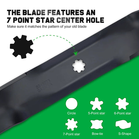 Replacement 7 Star Mounting Pattern Blades For 48 Inch John Deere Deck Mowers And 48 Inch Zero Turn Tractors D160 E160 E170 E150 LA145 LA140 GY20852 GX21784 Compatible For A Clean Cut Every Time showing 7-point star center hole