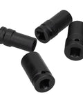 Heavy Duty Locking Wheel Nut Removal Sockets Kit With Thin-Walled Aluminum Alloy Impact Tools And Protective Inserts For Tough Bolts On Your Car Or Truck That Get You Outta Trouble Fast, 4 black sockets