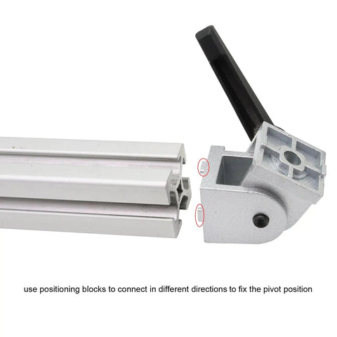 4 Pack Pro Grade Aluminum Extrusion Pivot Hinge Brackets For 1010 1020 2525 T Slot Profiles, silver hinge bracket attached to 1x1 inch aluminum extrusion with handle