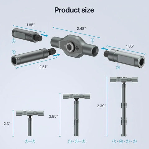 Dimensions of 24 In 1 Magnetic Screwdriver Set For DIY Pros And Weekend Warriors Mini Ratchet Tool Kit components and assembly.