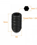 Hardcore Spring Loaded Ball Plunger Set Screws, 20 Pack M8 X 16mm High Carbon Steel Hex Drive Grub Bolt with hex socket.