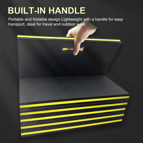 Foldable One Point Two Inch Thick Mechanic Kneeling Pad For Working Under Cars With Magnetic Creeper Handle