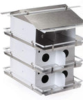 Purple Martin Bird House With Coates Original Design, Three Floors And Twelve Rooms, Medium Size In White And Grey
