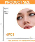 Six Pack 20G Piercing Taper Insertion Tool Set shown with size dimensions and demonstration of eyebrow jewelry insertion.