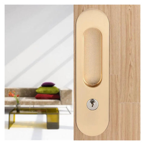 Rock Solid Zinc Alloy Keyed Sliding Barn Door Lock Handle For Wood Double Doors Heavy Duty Hardware on door with keyhole.