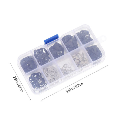 200 Piece Retaining Ring And Washer Kit For Mechanical Projects And Electronics Durable Rust Resistant Circlips And Open Rings Easy Install Hardware For Game Consoles Machinery And DIY Repairs in a plastic storage box