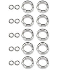 10 Pieces Bird Foot Rings Metal Leg Straps For Small Medium Large Birds Outdoor Training Clips Ankle Bands in silver metal.