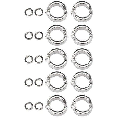 10 Pieces Bird Foot Rings Metal Leg Straps For Small Medium Large Birds Outdoor Training Clips Ankle Bands in silver metal.
