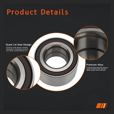 Quad lid seal and premium alloy design of rear wheel hub bearing for Honda CR-V 02-04 EX and 05-06 All with ABS, corrosion-resistant build