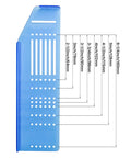 Cabinet Handle Drill Template Kit With Knob And Pull Templates And Three Sixteenth Inch Drill Bit showing hole spacings.