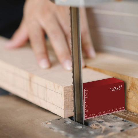 Woodworker using Setup Block Miter Gauge Set for Router Table and Table Saw 15 Piece Pro Grade Aluminum Gauge Bar with laser labels