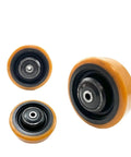 150X50 Or 60-12Mm Forklift Stabilizer Wheel Oller Part For Heavy Duty Equipment Replacement showing three durable roller wheels for stability.
