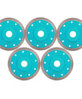 Five Ultra Thin Diamond Tile Blade 4.5 Inch with Turbo Mesh Rim for Porcelain Ceramic Stone Tile Cutting on Angle Grinders