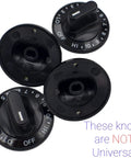 4 Pack Range Cooktop Burner Control Knobs Replacement For Model Specific Fits 703272 703662 704844 7 3272 7 3662 1658 703651 EA2005743 AP4011301 And More, black, set of four non-universal knobs