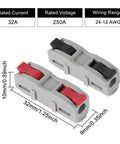 60 Piece Push In Lever Wire Nuts 1 In 1 Out Electrical Splice Connectors Slick No Sweat Tool Free Wiring Kit For Automotive And Household Circuits 28 To 12 AWG Black Red Set showing two wire connectors in red and black design.