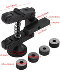 Spring Loaded Knurling Tool Holder for Mini Lathe Adjustable Linear Knurl Tool with CR15 Wheel Clamp shown with dimensions