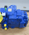 Rexroth Bosch AA4V71EL2 axial piston pump PN AA4V71EL2CR202010S043A489 with blue casing, two wire connectors, and 2-inch shaft