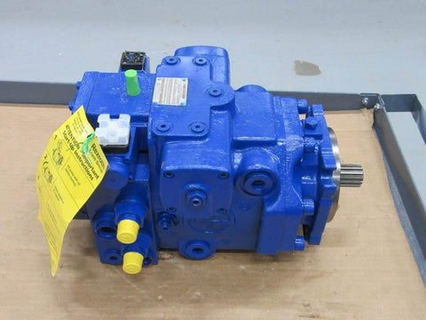Rexroth Bosch AA4V71EL2 axial piston pump PN AA4V71EL2CR202010S043A489 with blue casing, two wire connectors, and 2-inch shaft