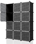 Portable Cube Storage Organizer With 12 14x14 Inch Wire Cubes, 44x14x58 Inches, Black Awesome For Clothes And Toys, open cubes