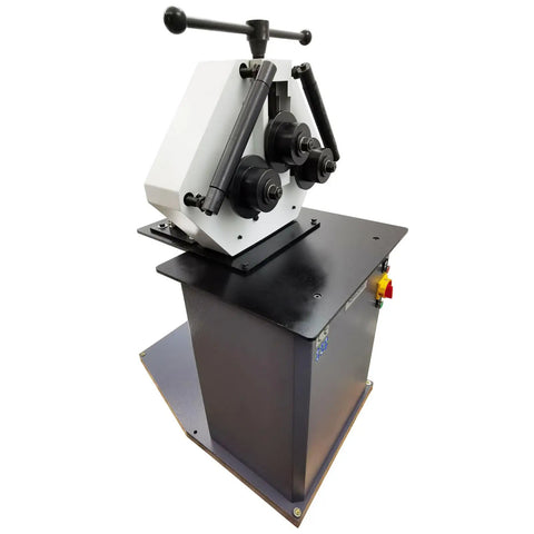 Heavy Duty Electric Ring Roll Bender For Steel Fabrication, 220V 1.1kW Motor With Reversible Foot Switch with metal rollers.